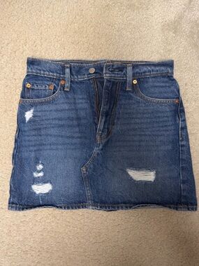 Levi's Blue Distressed Denim Mini Skirt